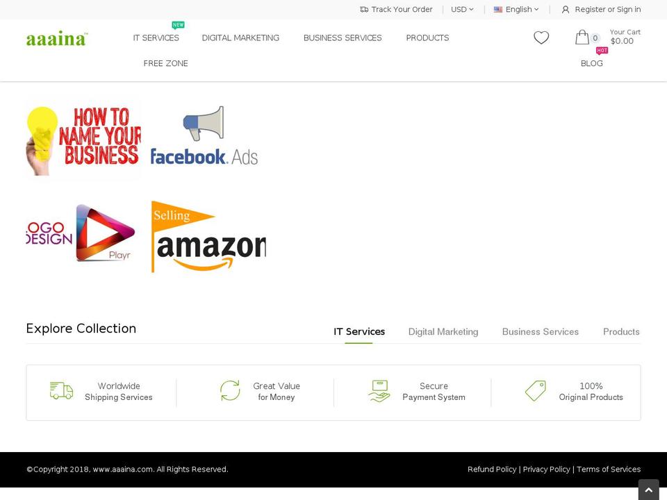 AAAINA Shopify theme site example aaaina.com