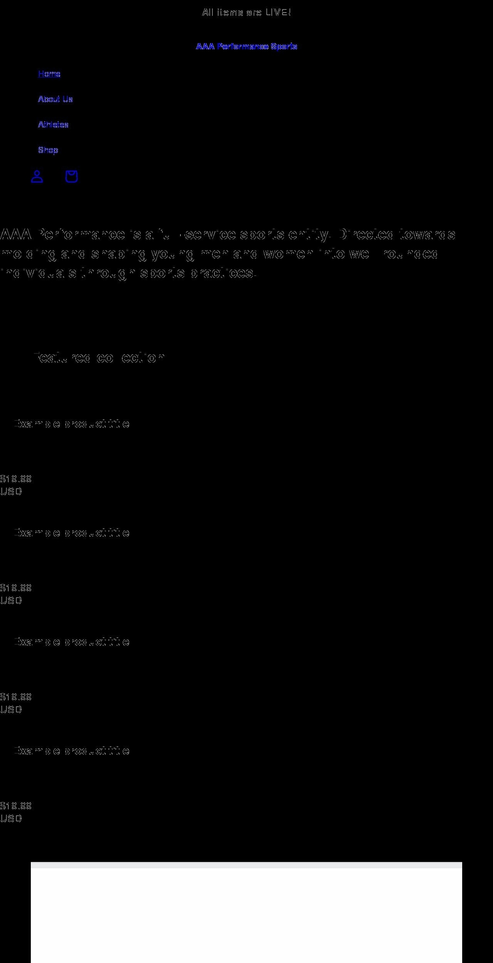 aaaperformancesports.com shopify website screenshot