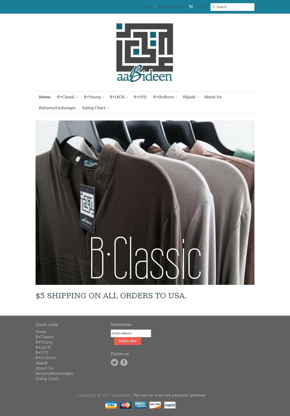 aabideen.com shopify website screenshot