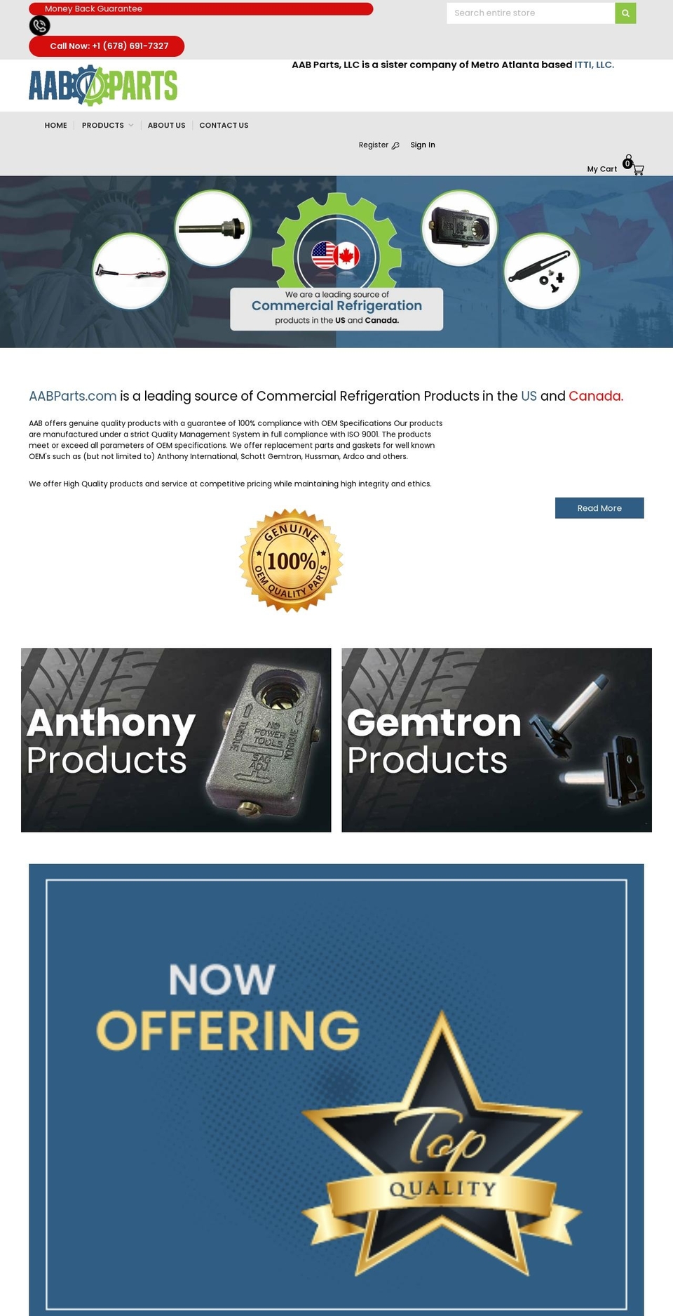 aabparts.com shopify website screenshot