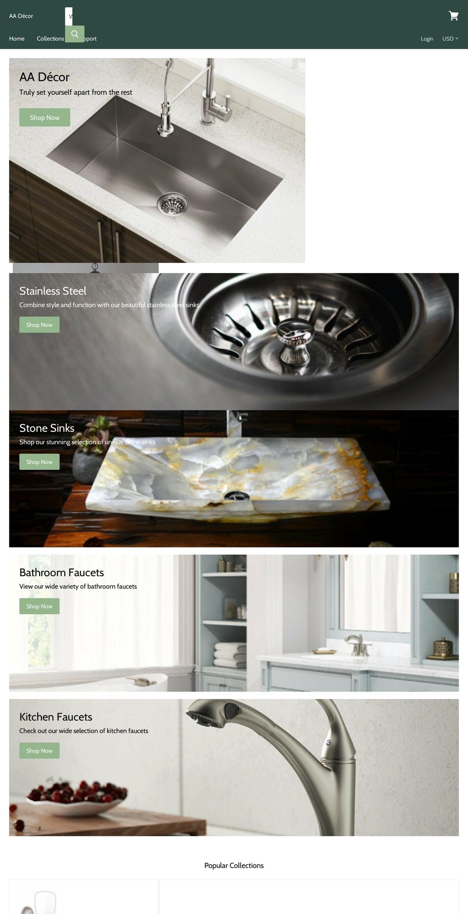 aadecor.net shopify website screenshot