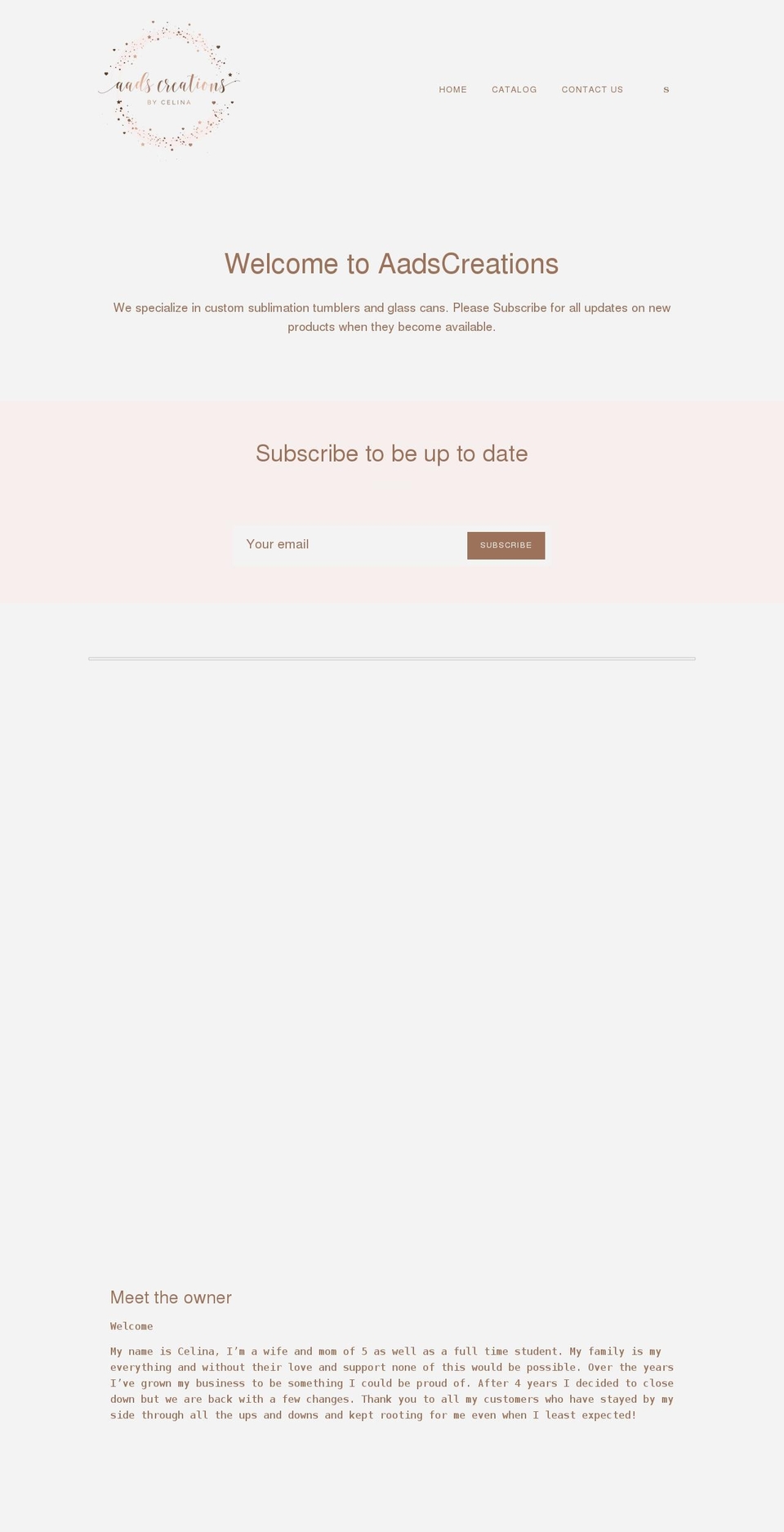 aadscreations.com shopify website screenshot