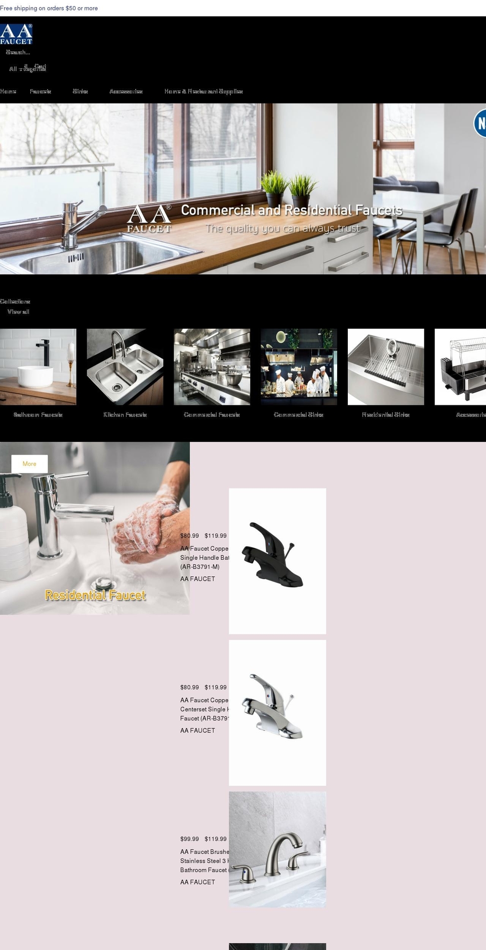 aafaucet.com shopify website screenshot