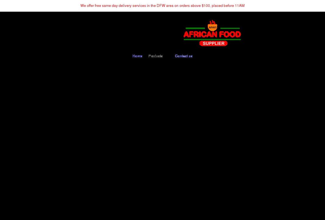 aafricanfoodsupplier.com shopify website screenshot