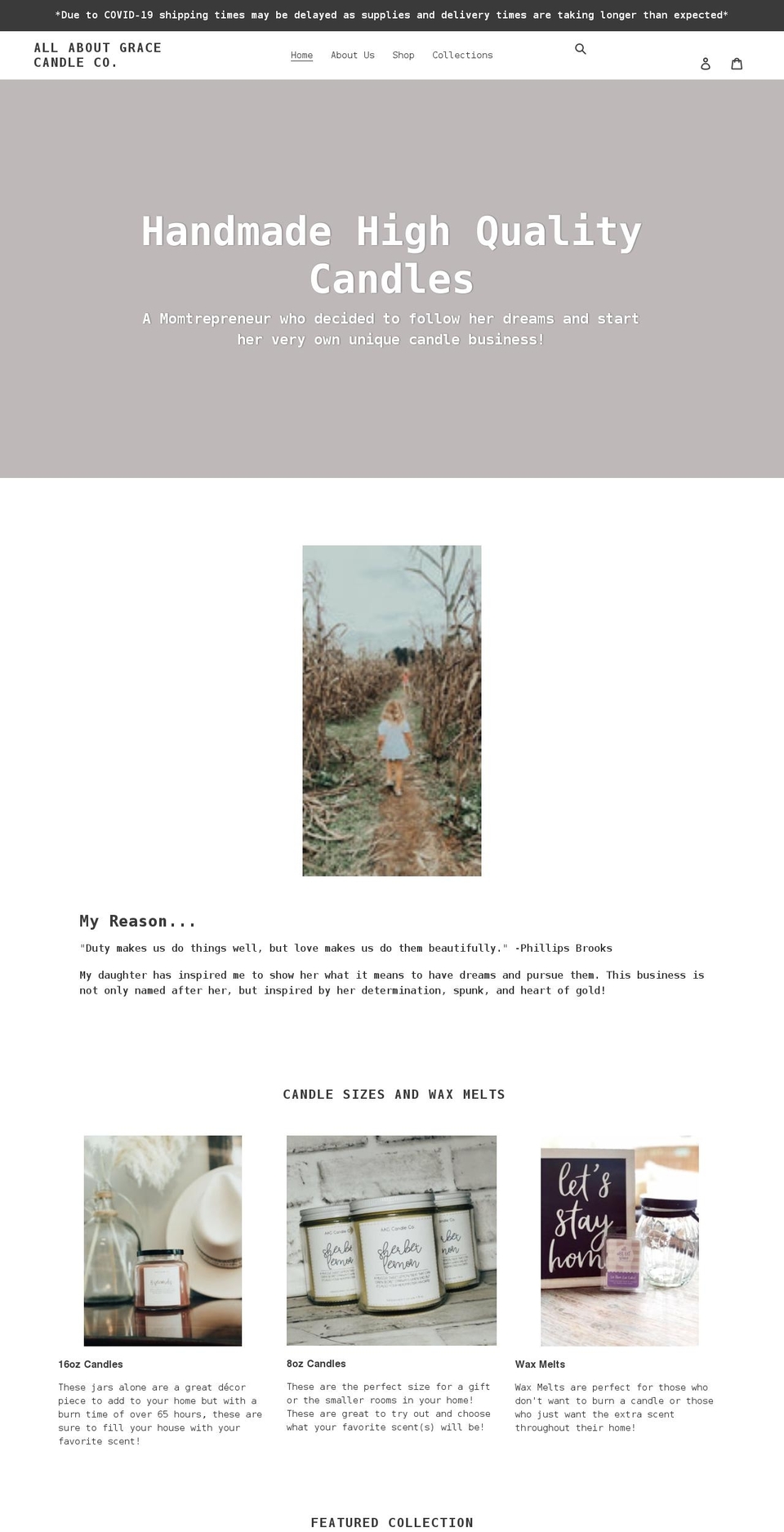 aagcandleco.com shopify website screenshot