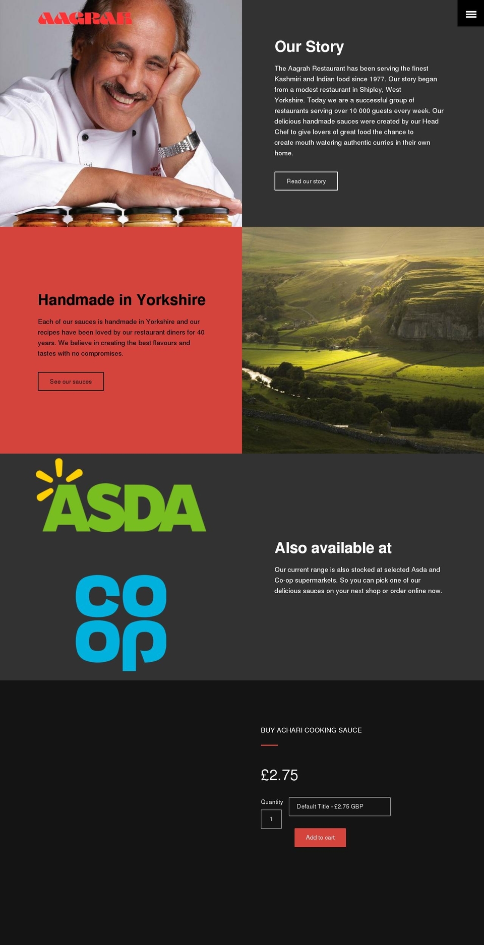 aagrahfoods.com shopify website screenshot