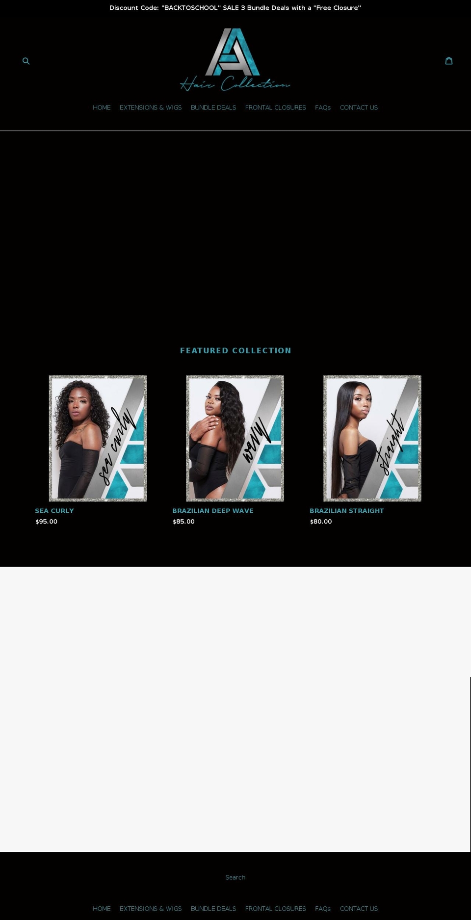 aahaircollections.com — Shopify storefront screenshot
