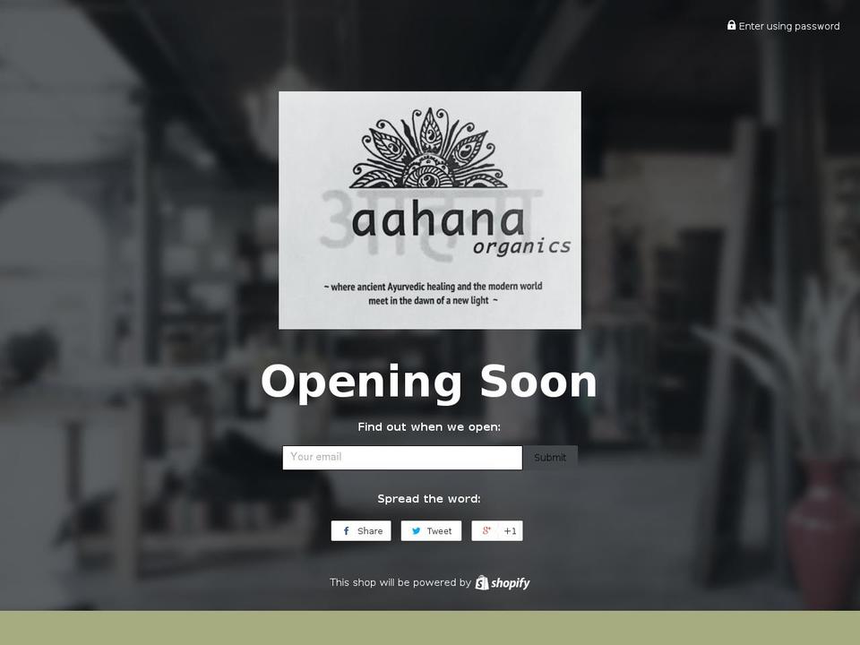 aahanaorganics.com shopify website screenshot