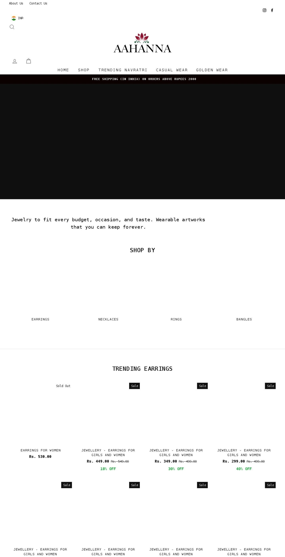 aahanna.com shopify website screenshot