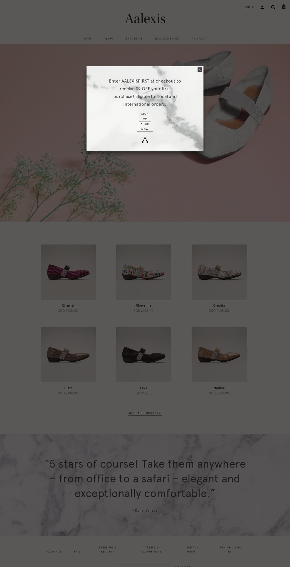 aalexis.com shopify website screenshot
