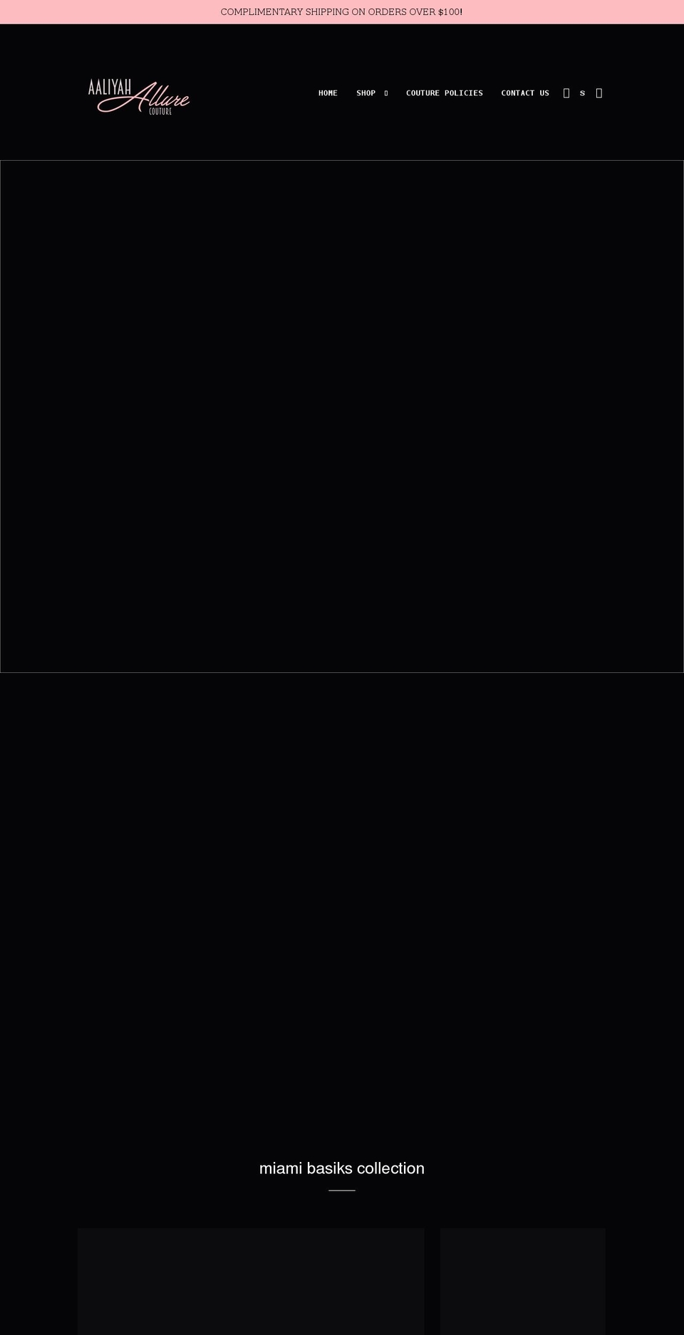 aaliyahallurecouture.com shopify website screenshot