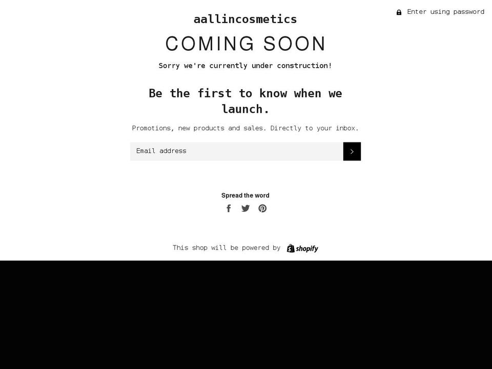 aallincosmetics.myshopify.com shopify website screenshot