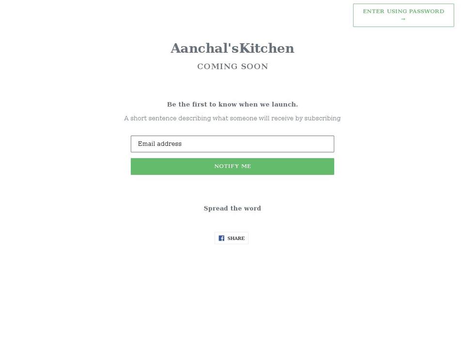 aanchalskitchen.myshopify.com shopify website screenshot