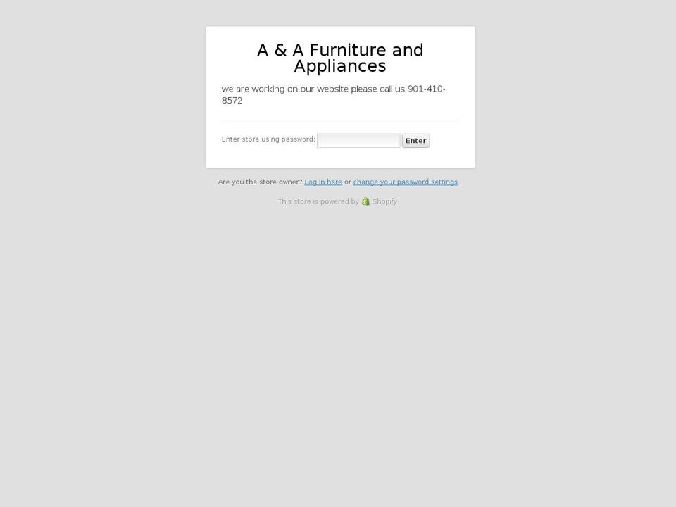 aandafurniture.com — Shopify storefront screenshot