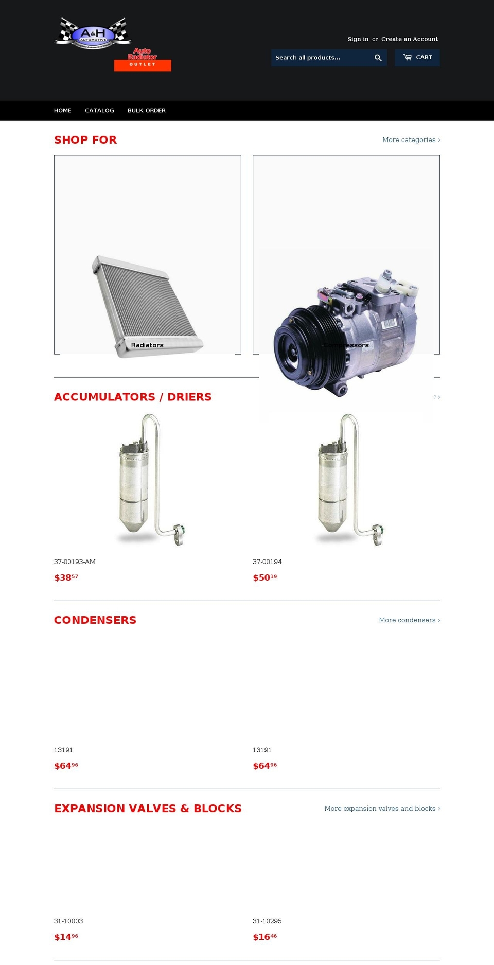 aandhparts.com — Shopify storefront screenshot