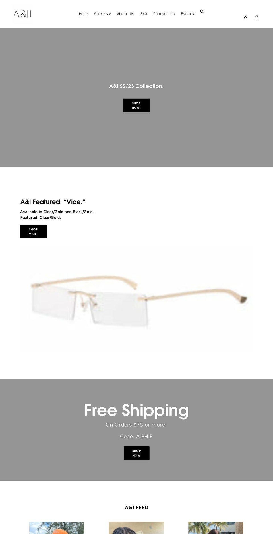 aandishop.com shopify website screenshot