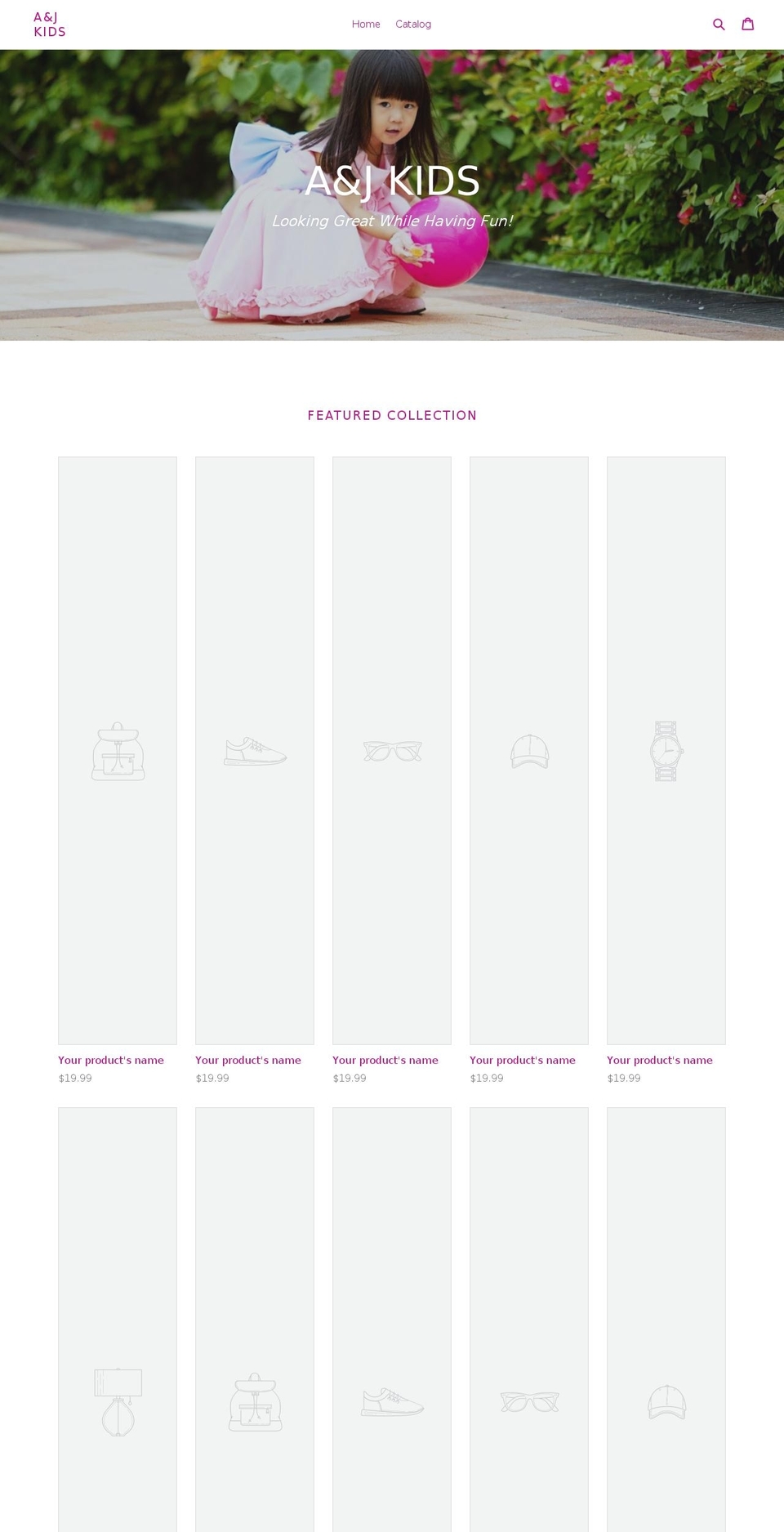 aandjkids.com — Shopify storefront screenshot