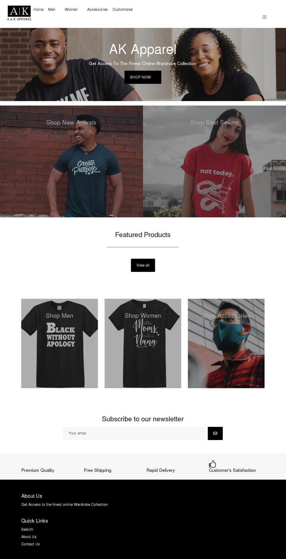 Design Shopify theme site example aandkapparel.com