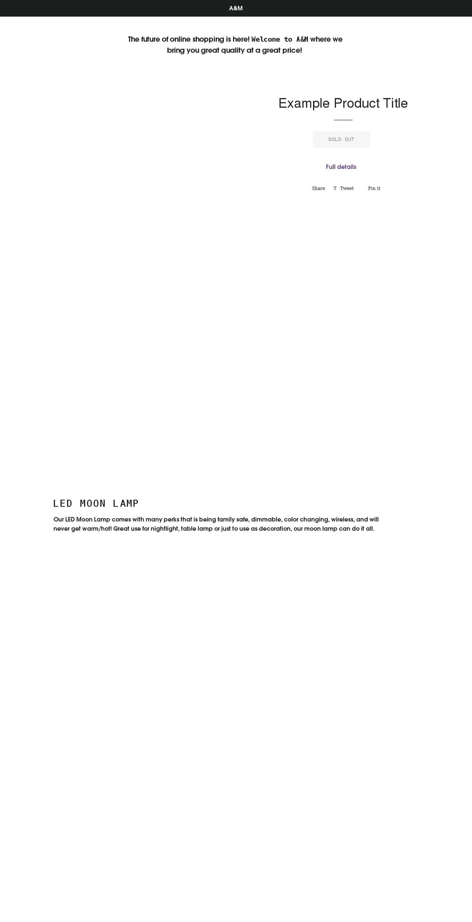 aandmshop.com shopify website screenshot