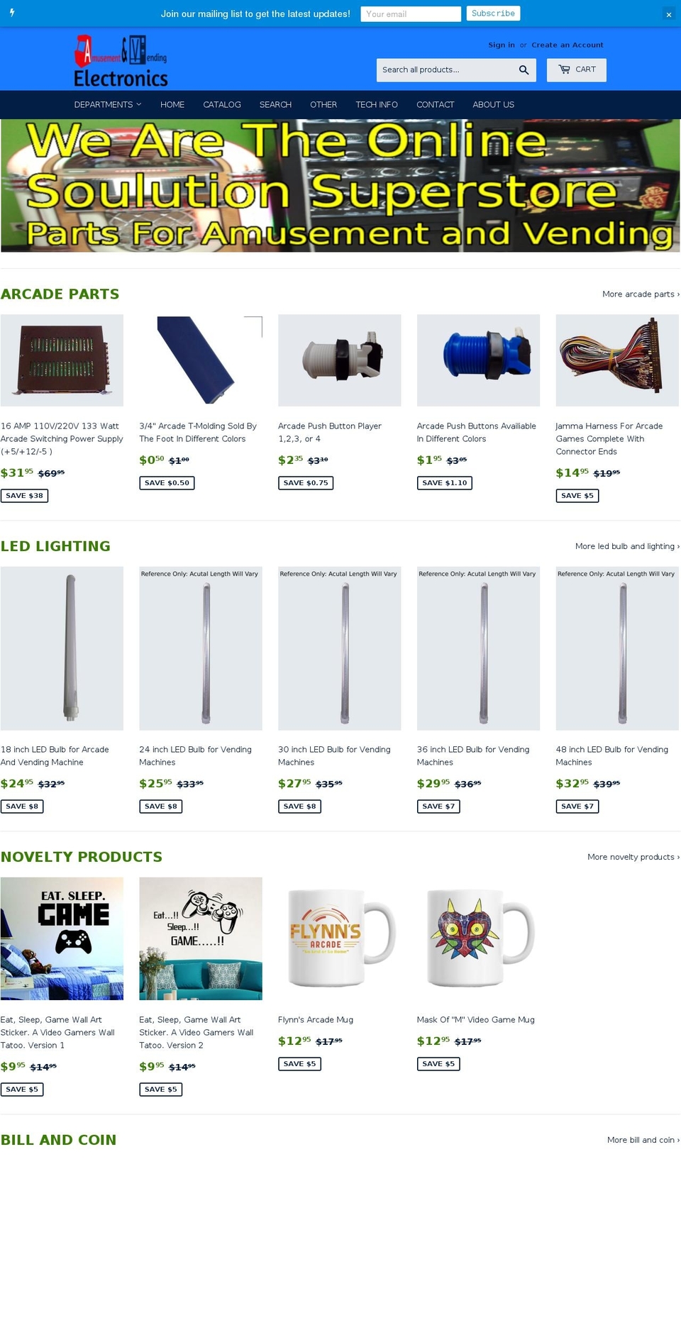 aandvelectronics.com shopify website screenshot