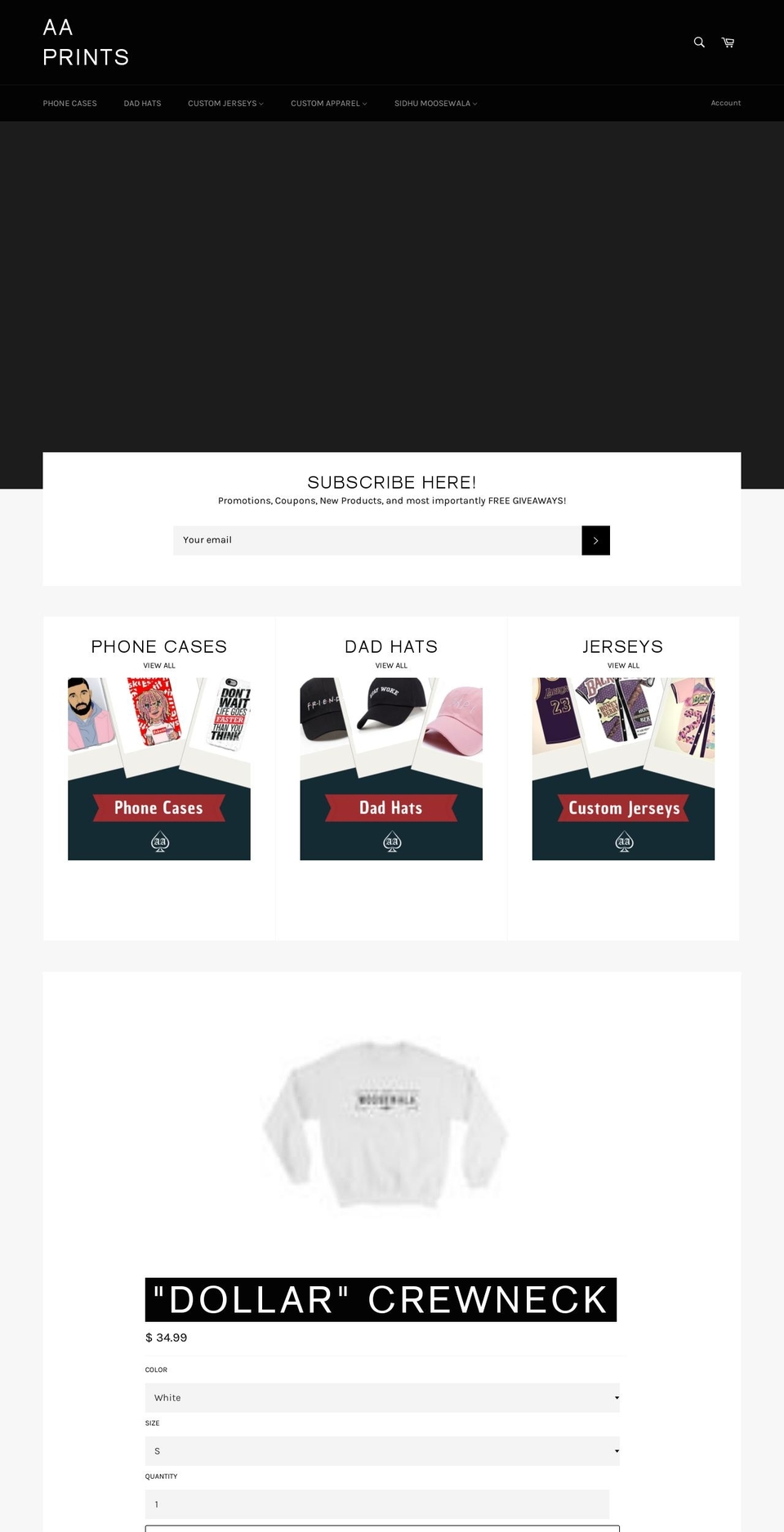 aaprints.com — Shopify storefront screenshot