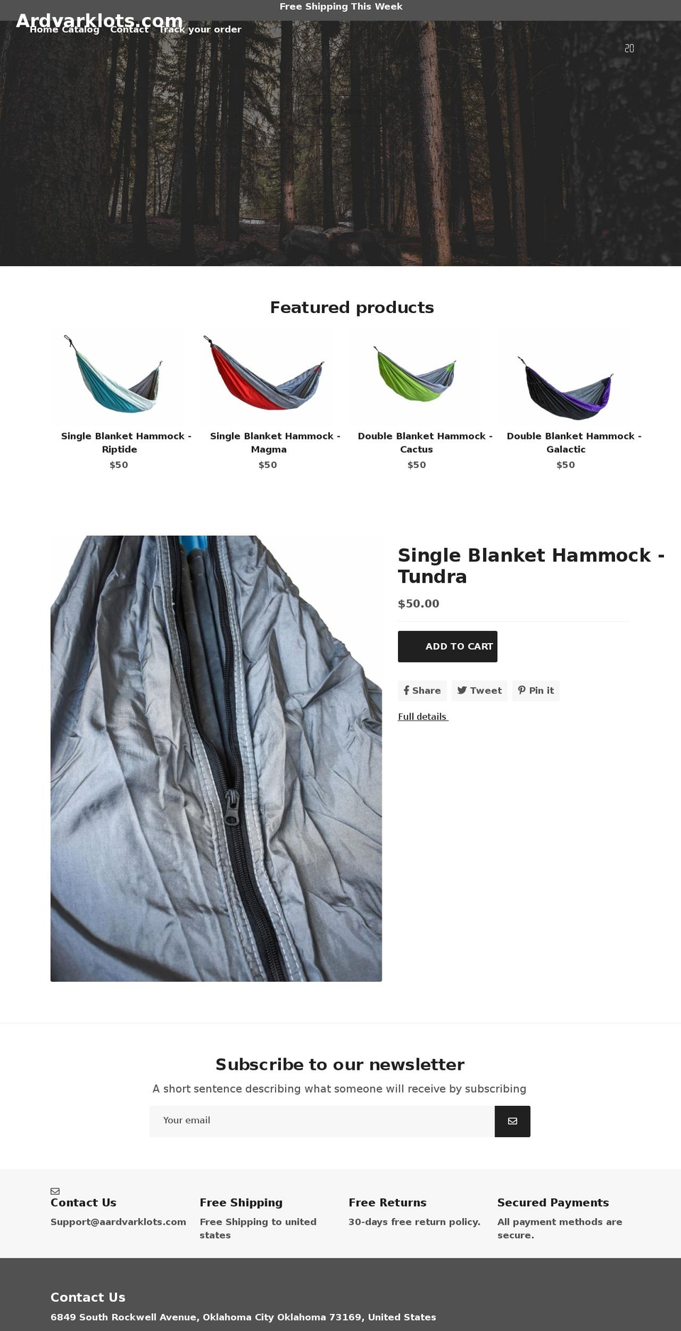 aardvarklots.com — Shopify storefront screenshot