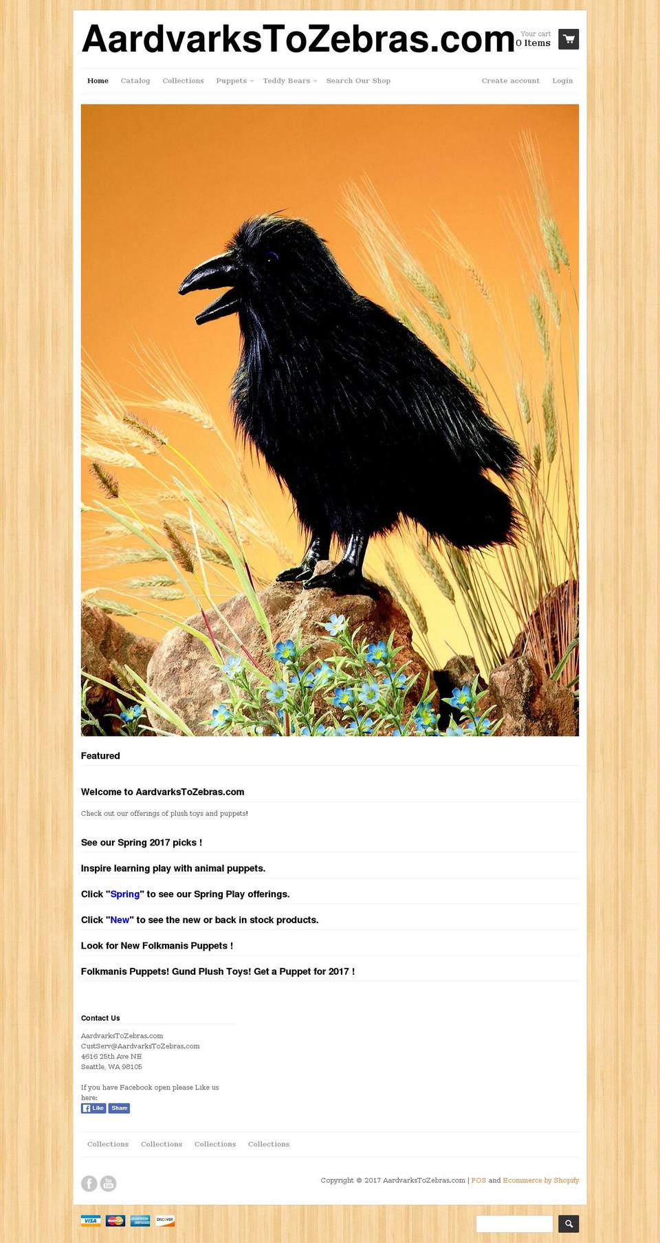 aardvarkstozebras.com shopify website screenshot