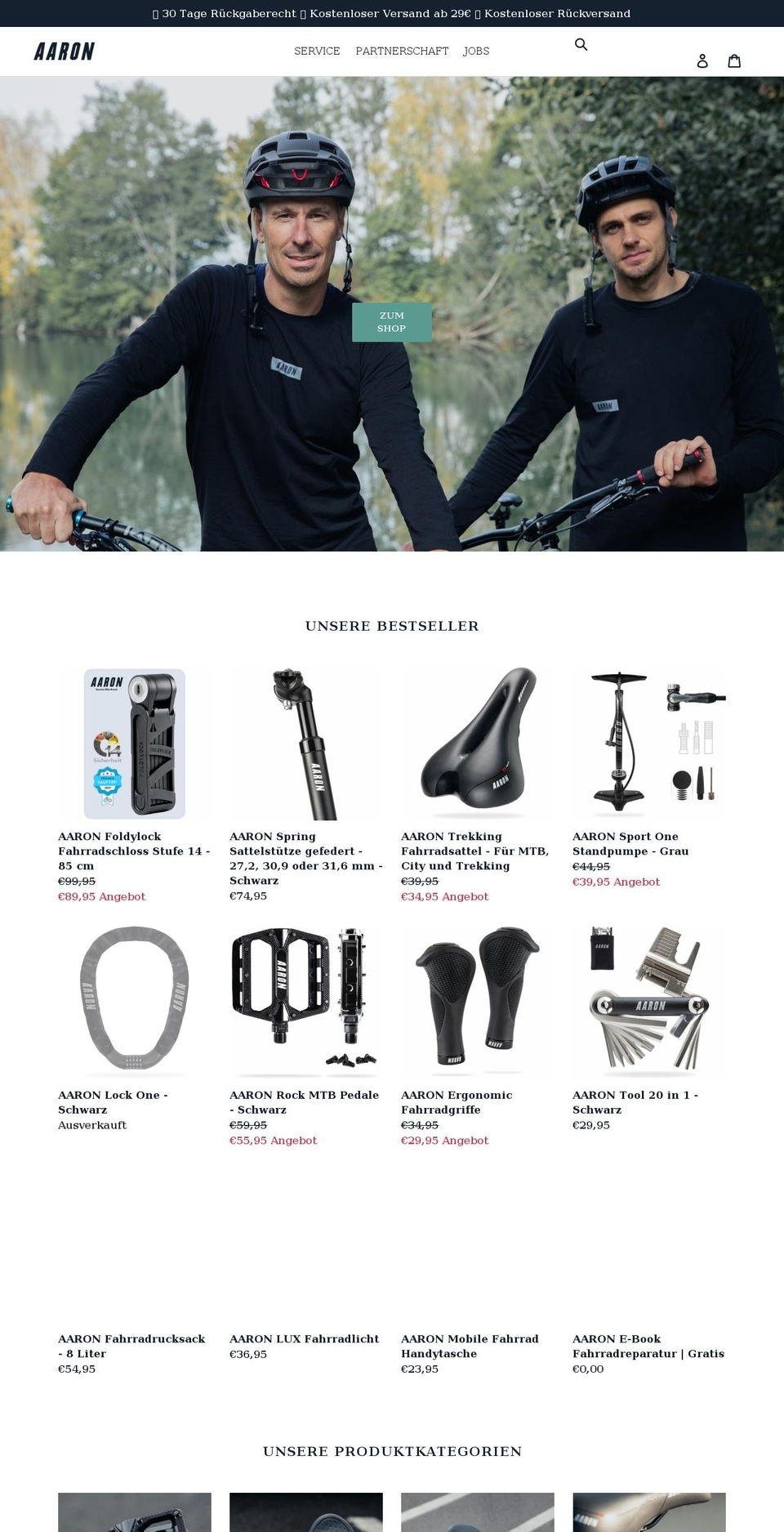 aaron-parts.com shopify website screenshot