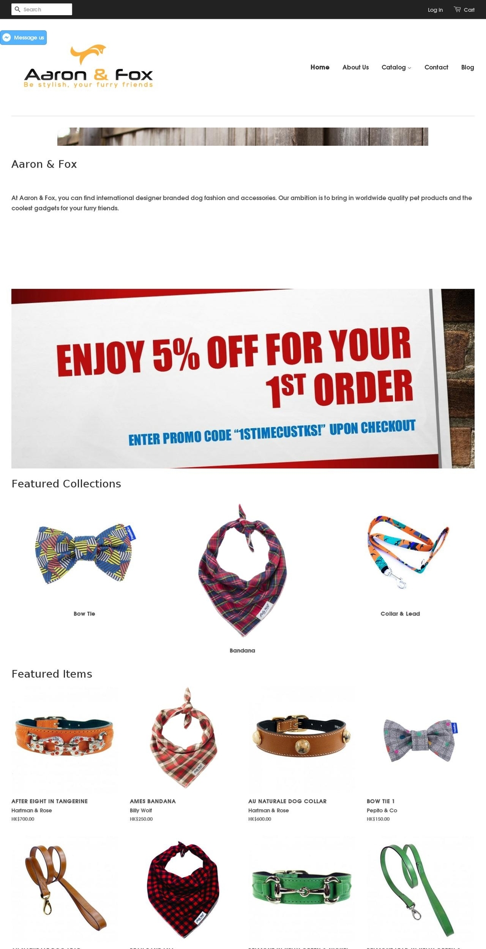 aaronandfox.com shopify website screenshot