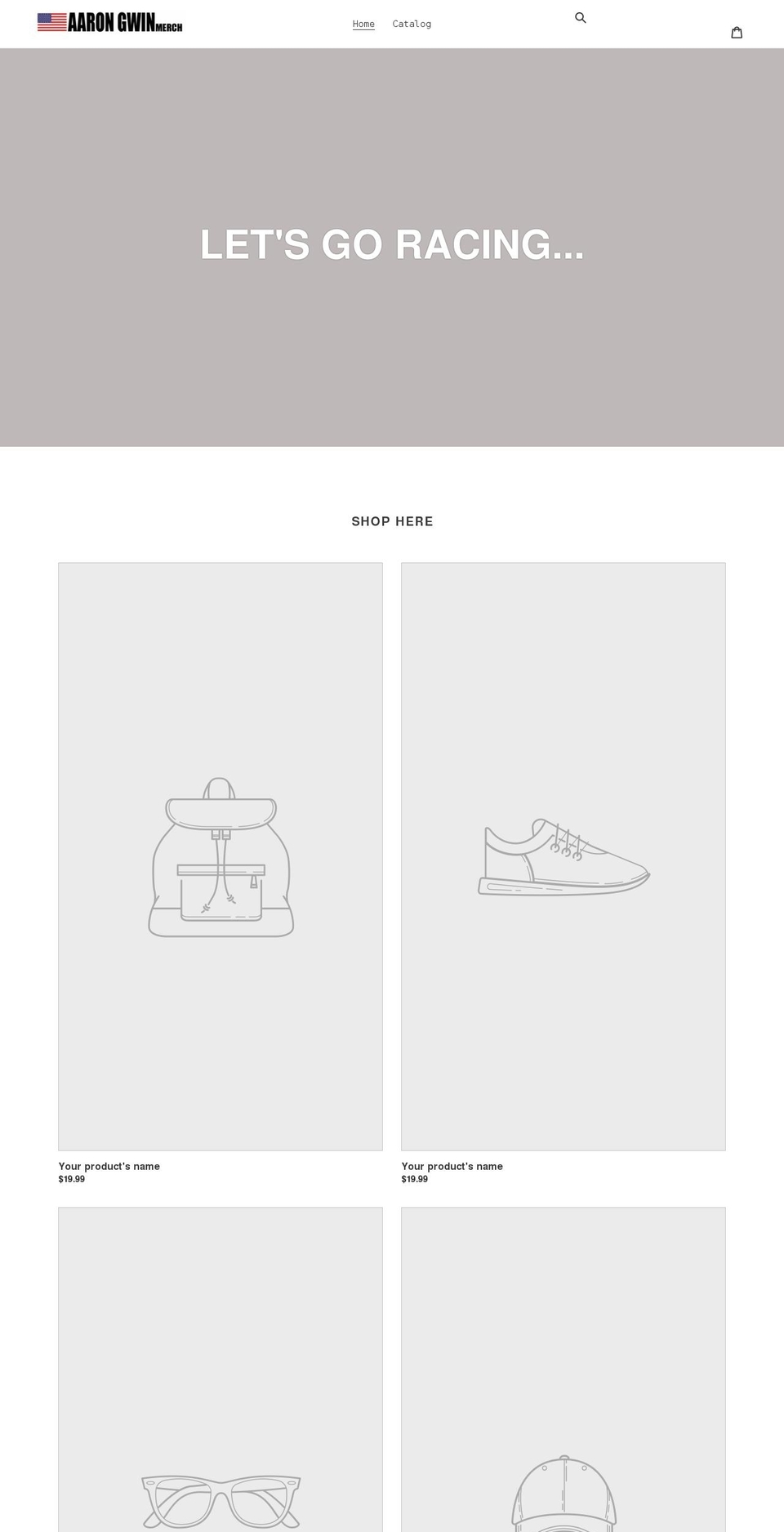 aarongwinmerch.com shopify website screenshot