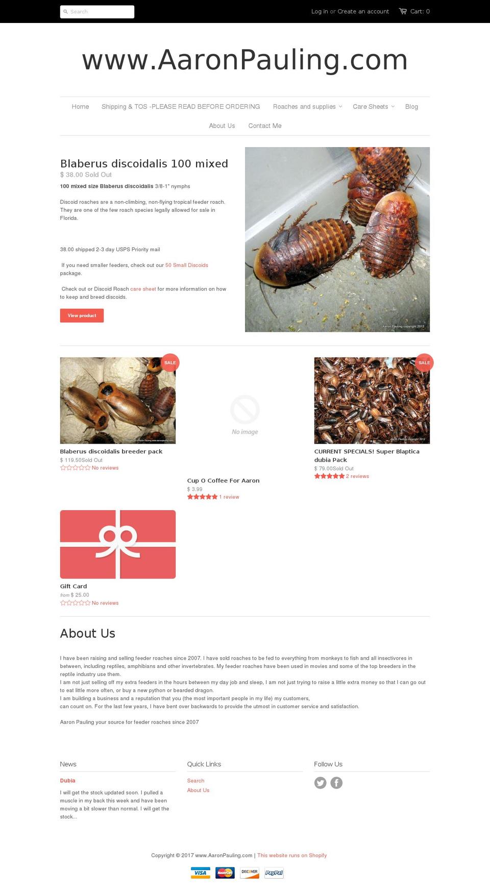 aaronpauling.biz shopify website screenshot