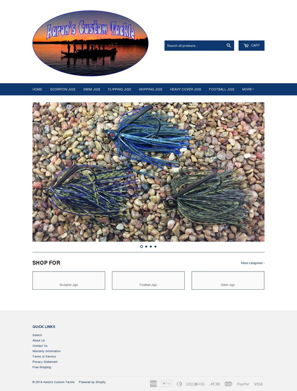 aaronscustomtackle.com — Shopify storefront screenshot