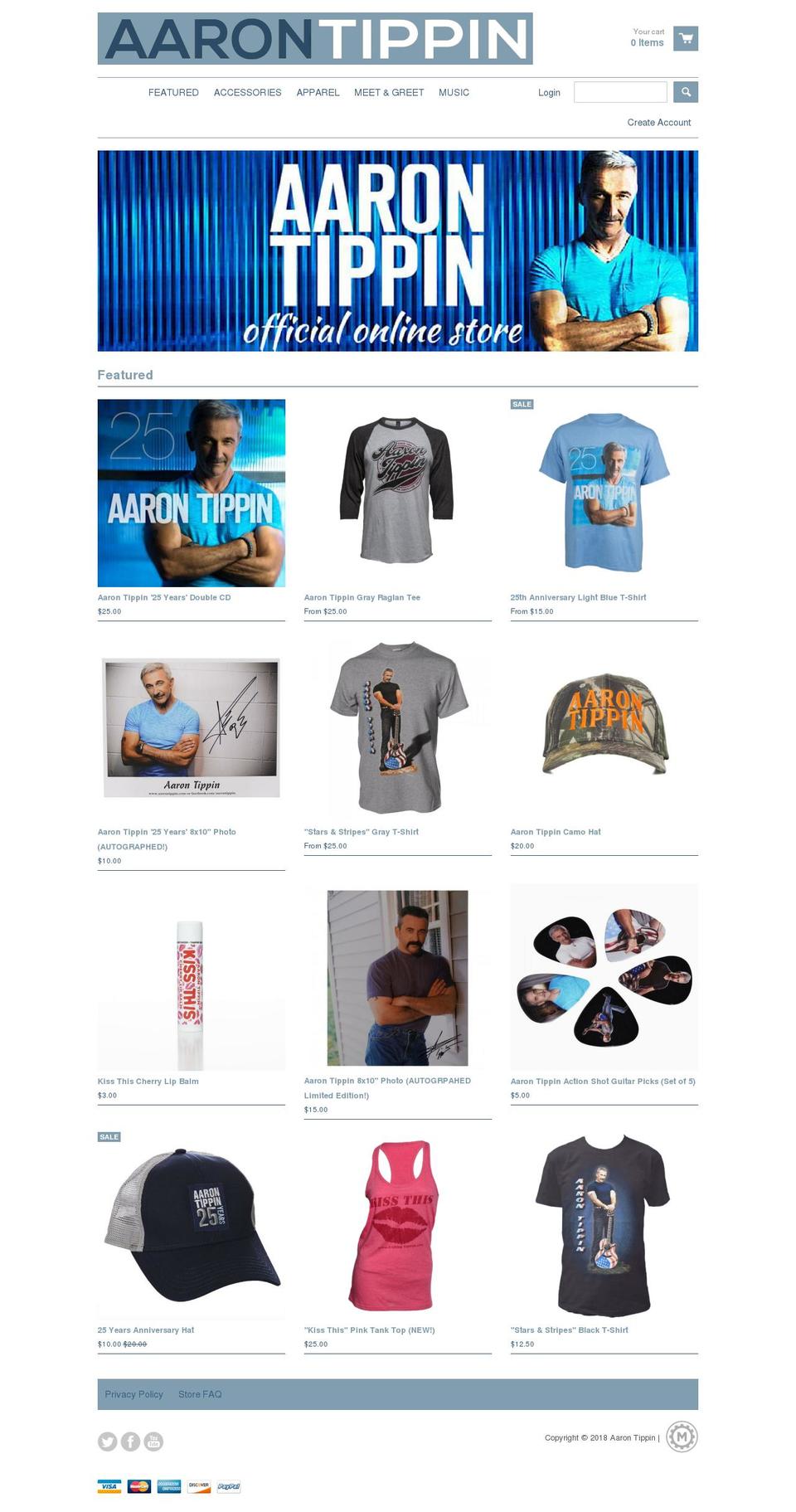 aarontippinmerchandise.com — Shopify storefront screenshot