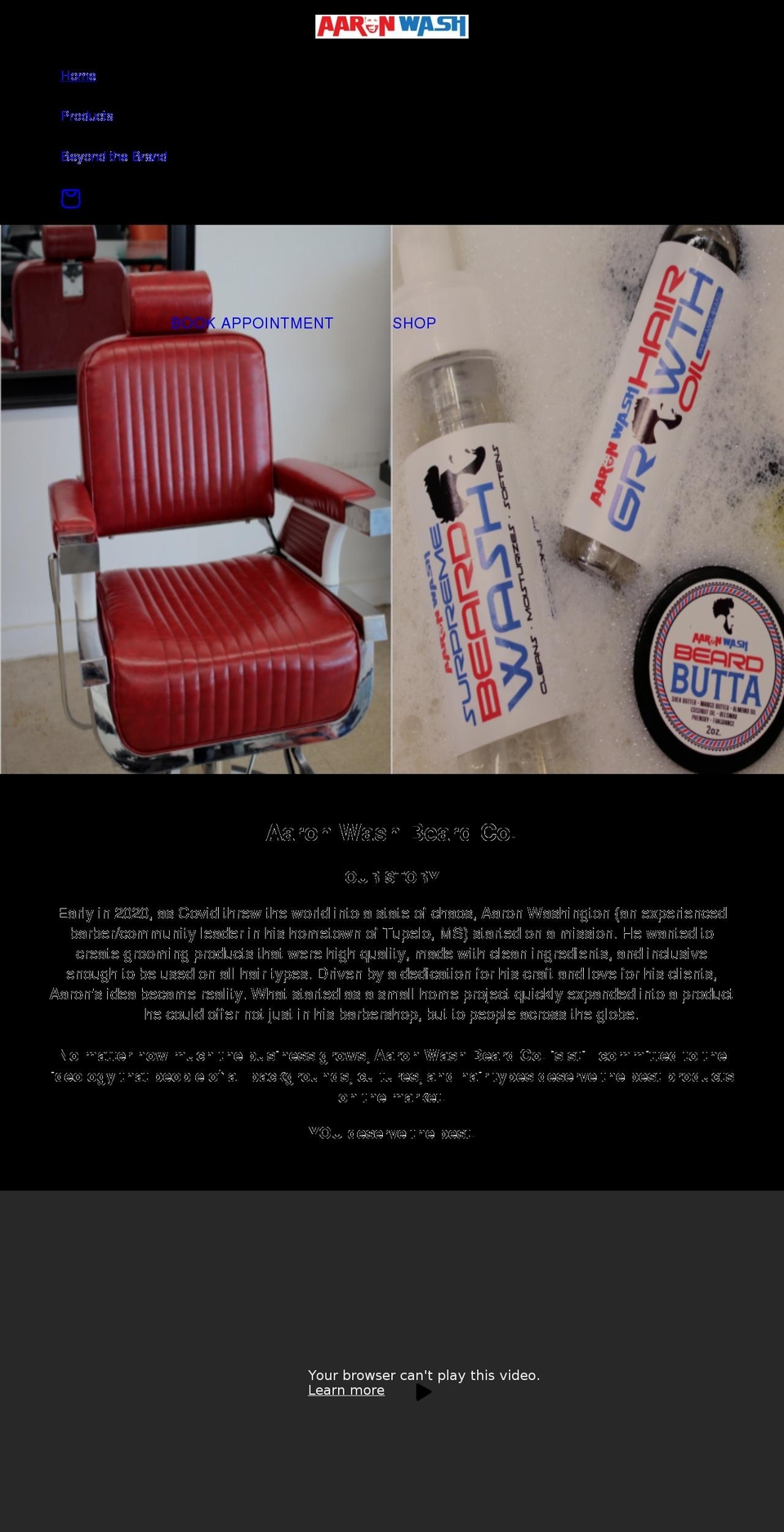 aaronwashbeardco.com shopify website screenshot