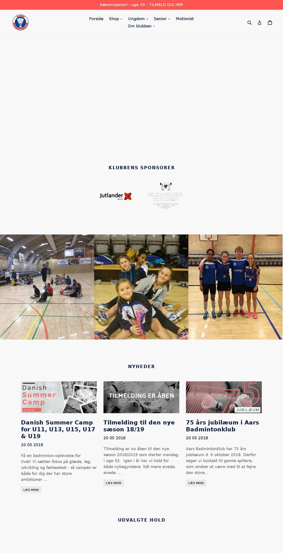 aarsbadmintonklub.dk shopify website screenshot