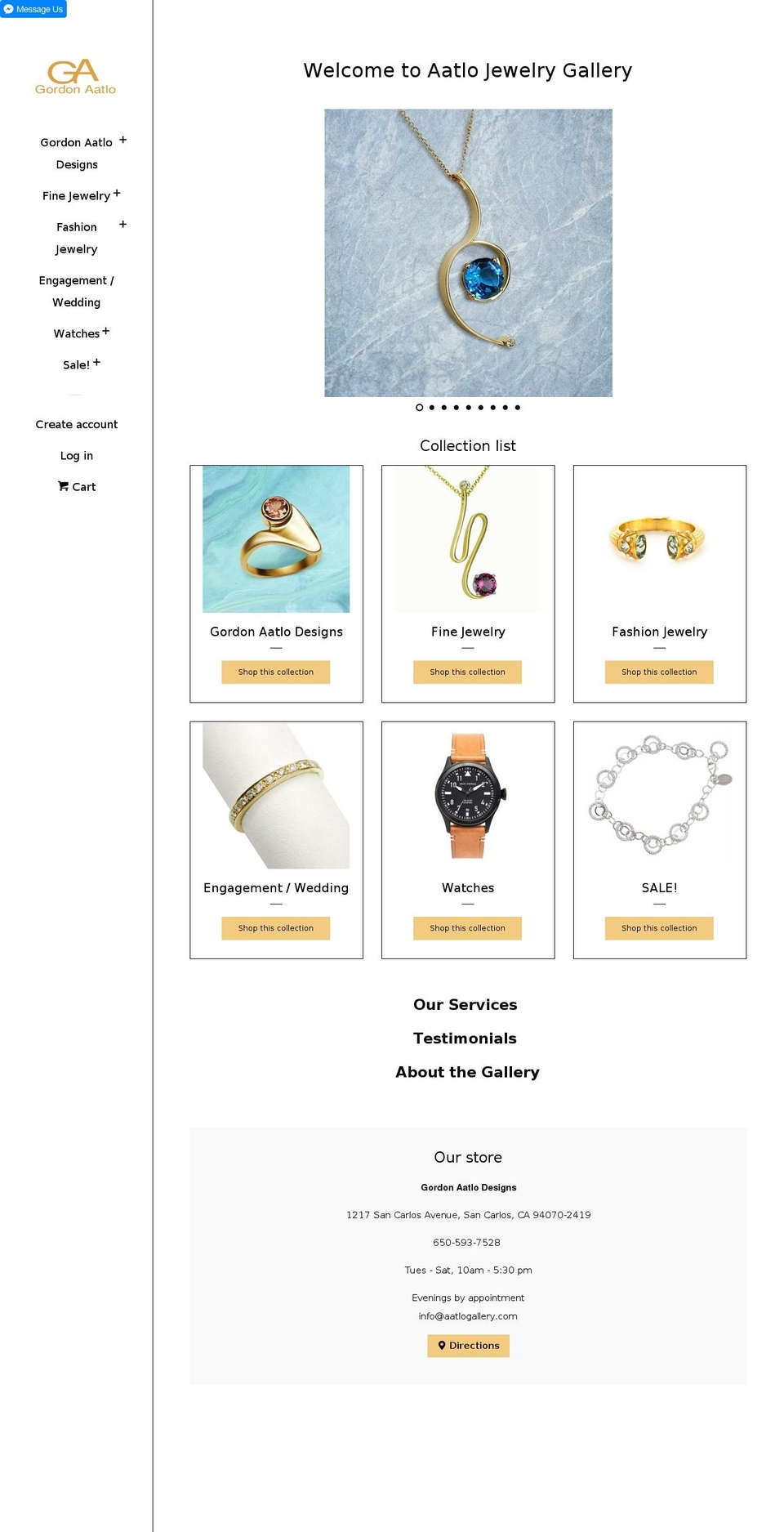 aatlojewelrygallery.com — Shopify storefront screenshot
