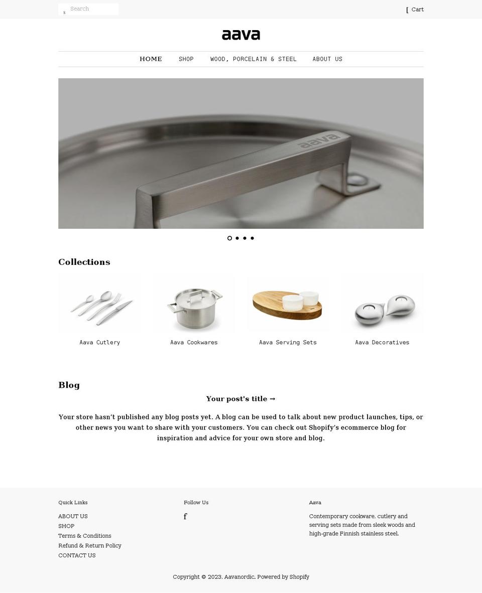 aavanordic.com shopify website screenshot