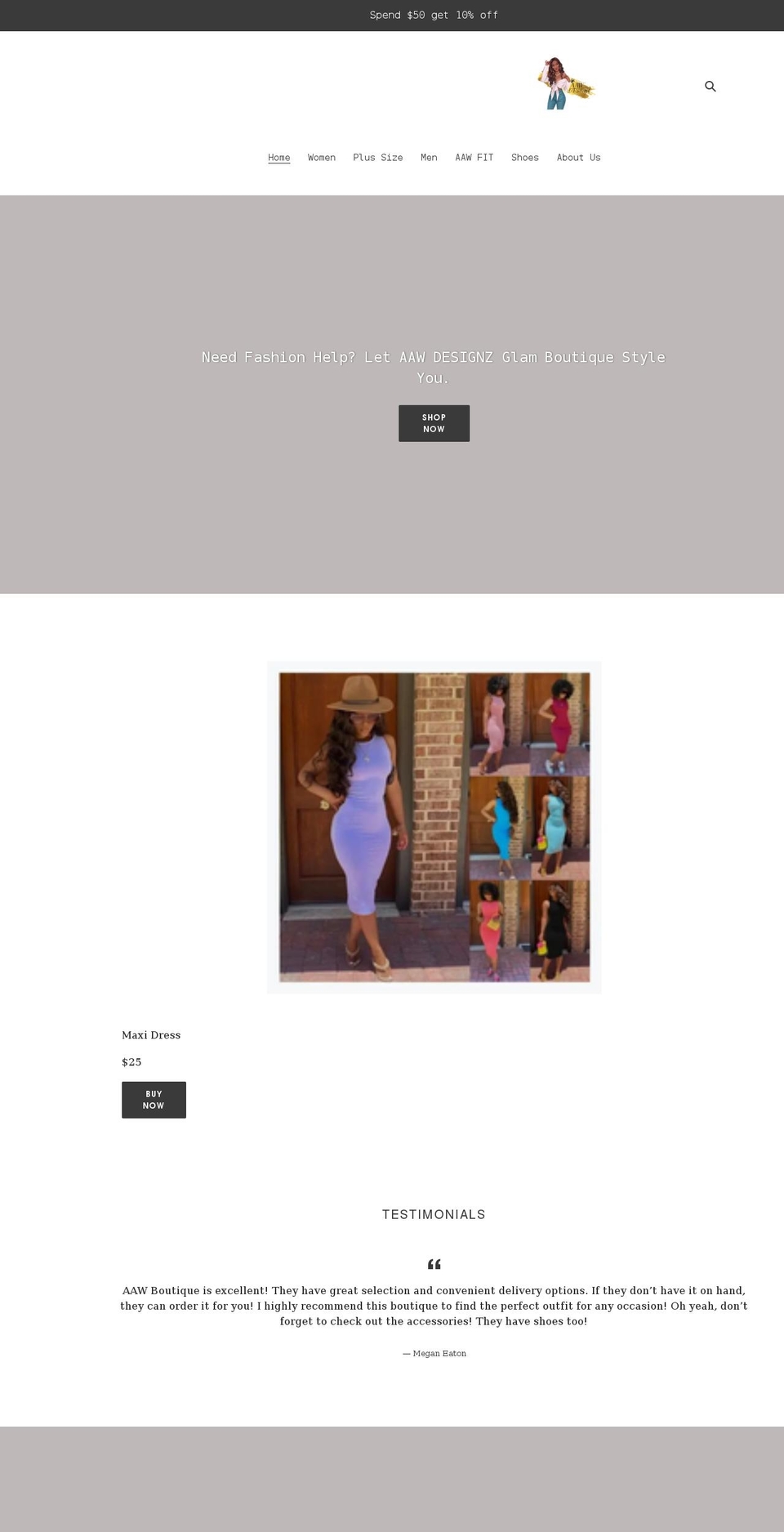 aawdesignz.shop shopify website screenshot