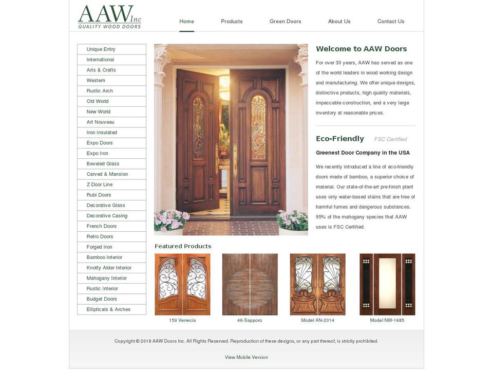 Onyx Shopify theme site example aawdoorsinc.com