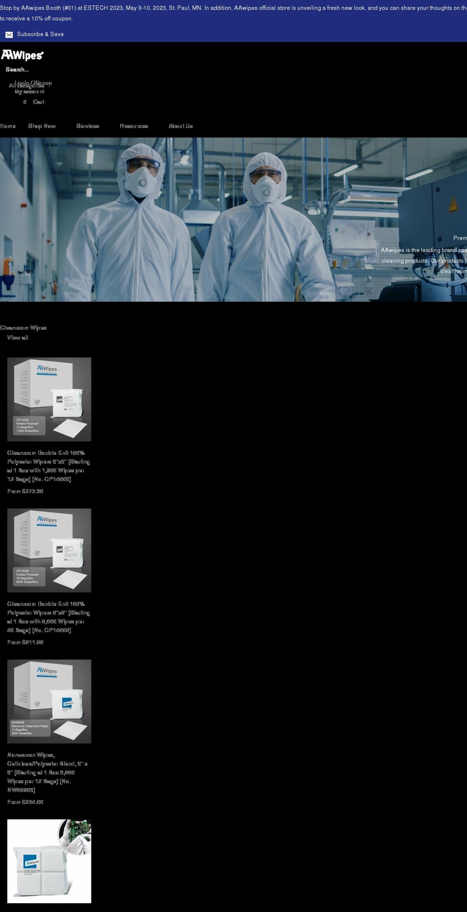 aawipes.com shopify website screenshot