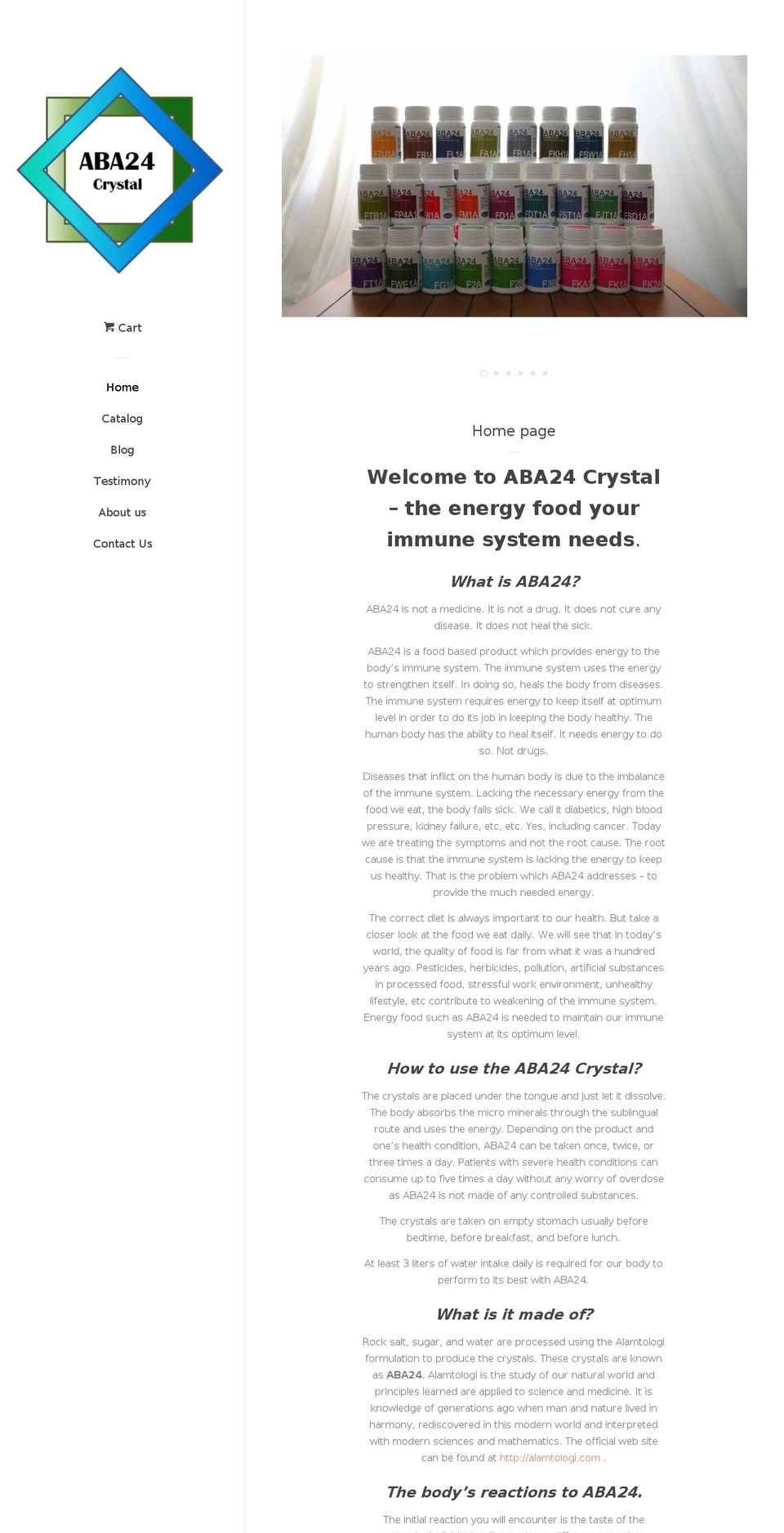 aba24crystal.com shopify website screenshot