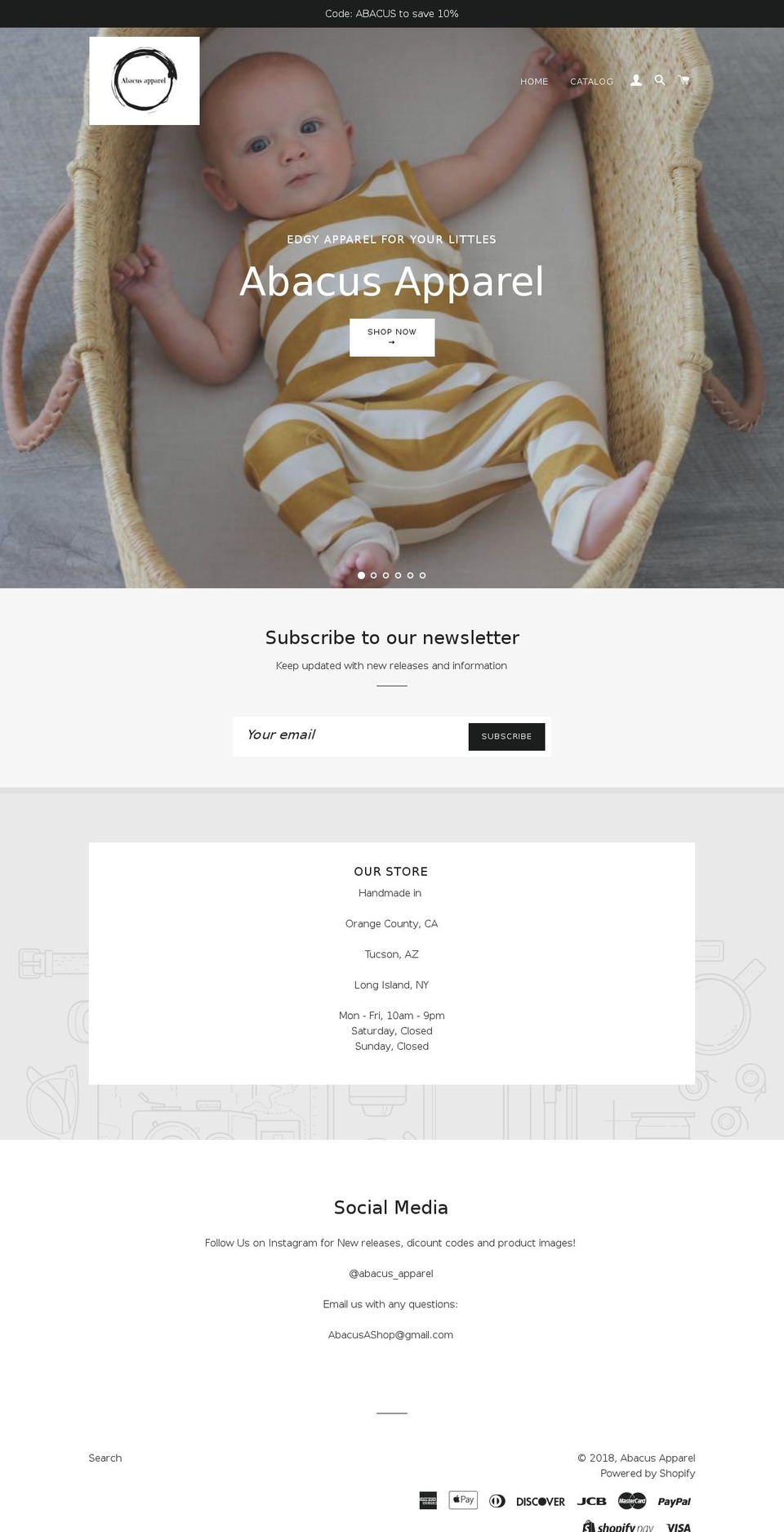 abacusapparel.com — Shopify storefront screenshot