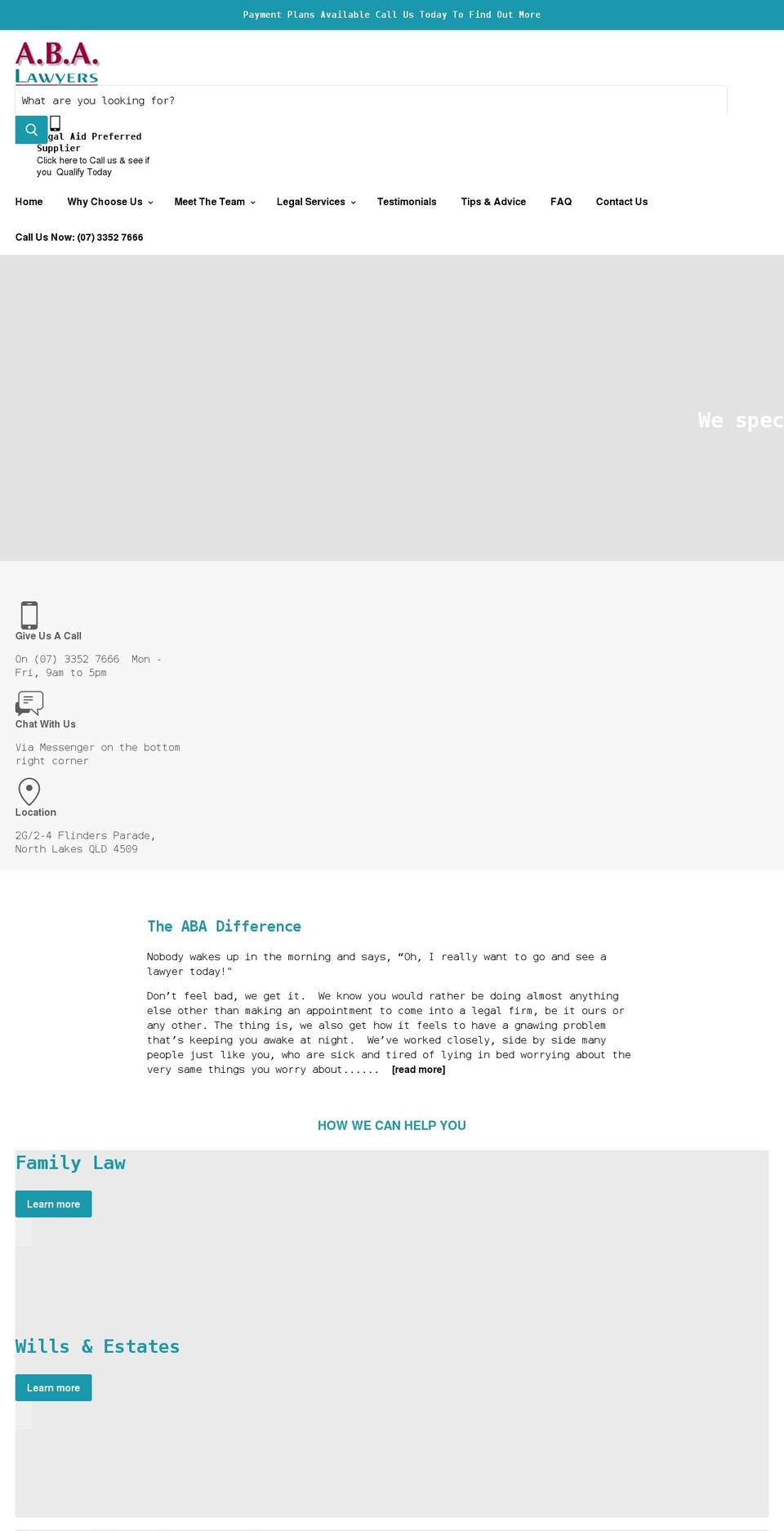 abalawyers.com.au shopify website screenshot