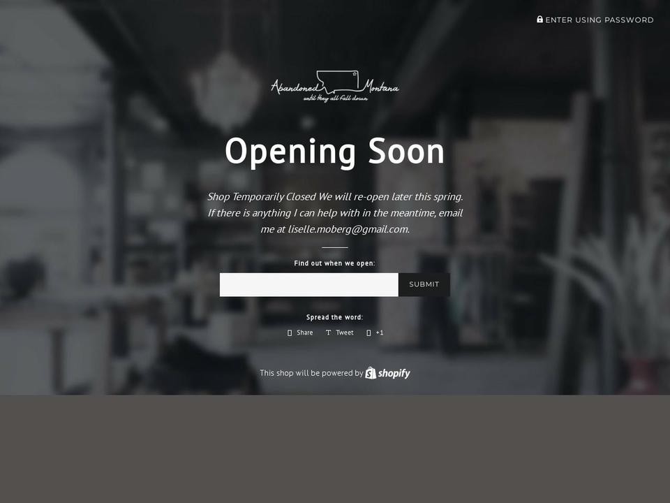 abandoned-montana.myshopify.com shopify website screenshot