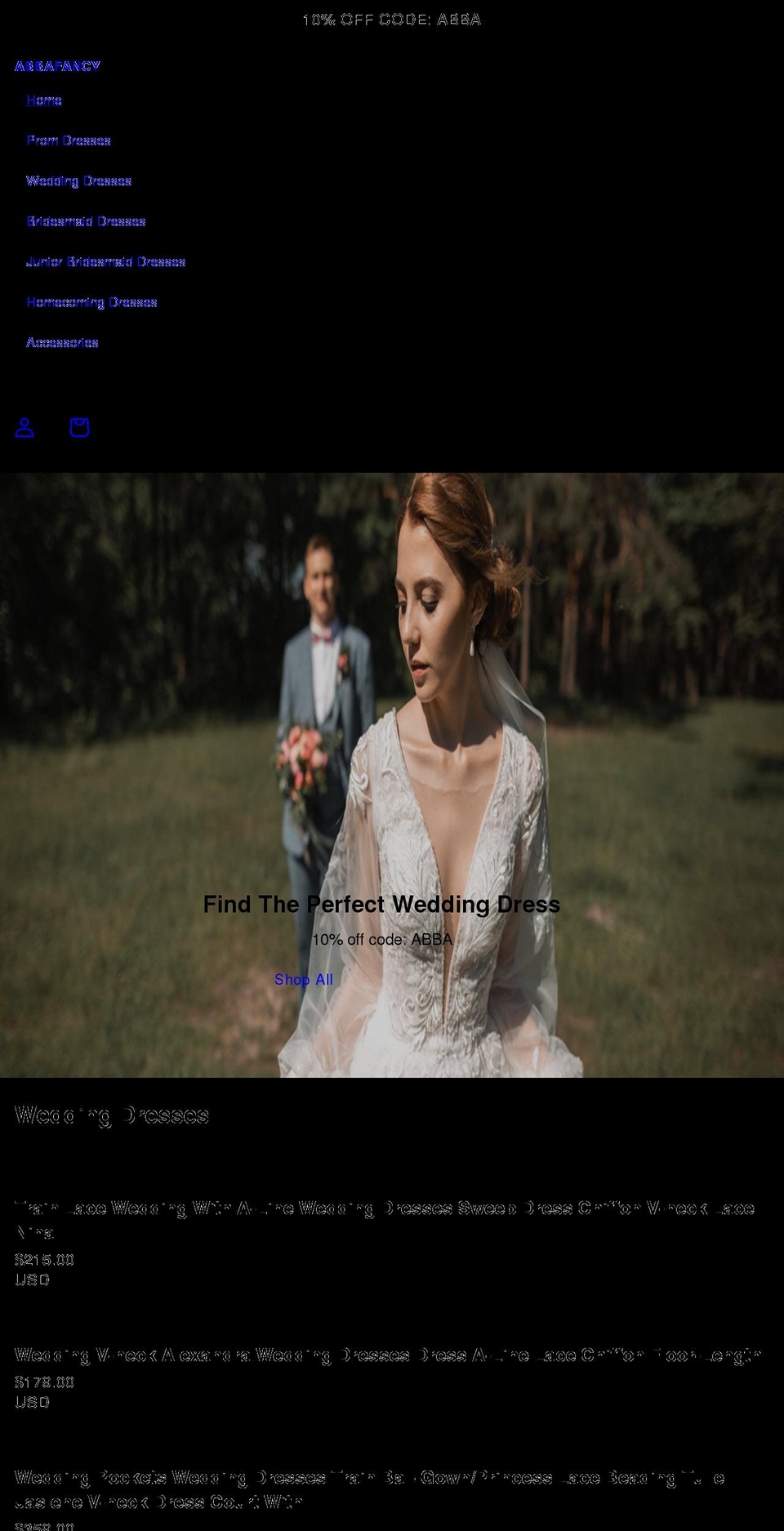 abbafancydress.com shopify website screenshot