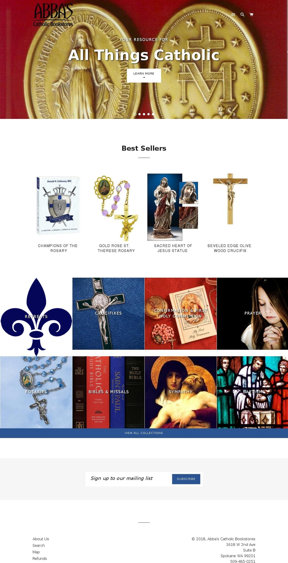 abbascatholicbooks.com shopify website screenshot