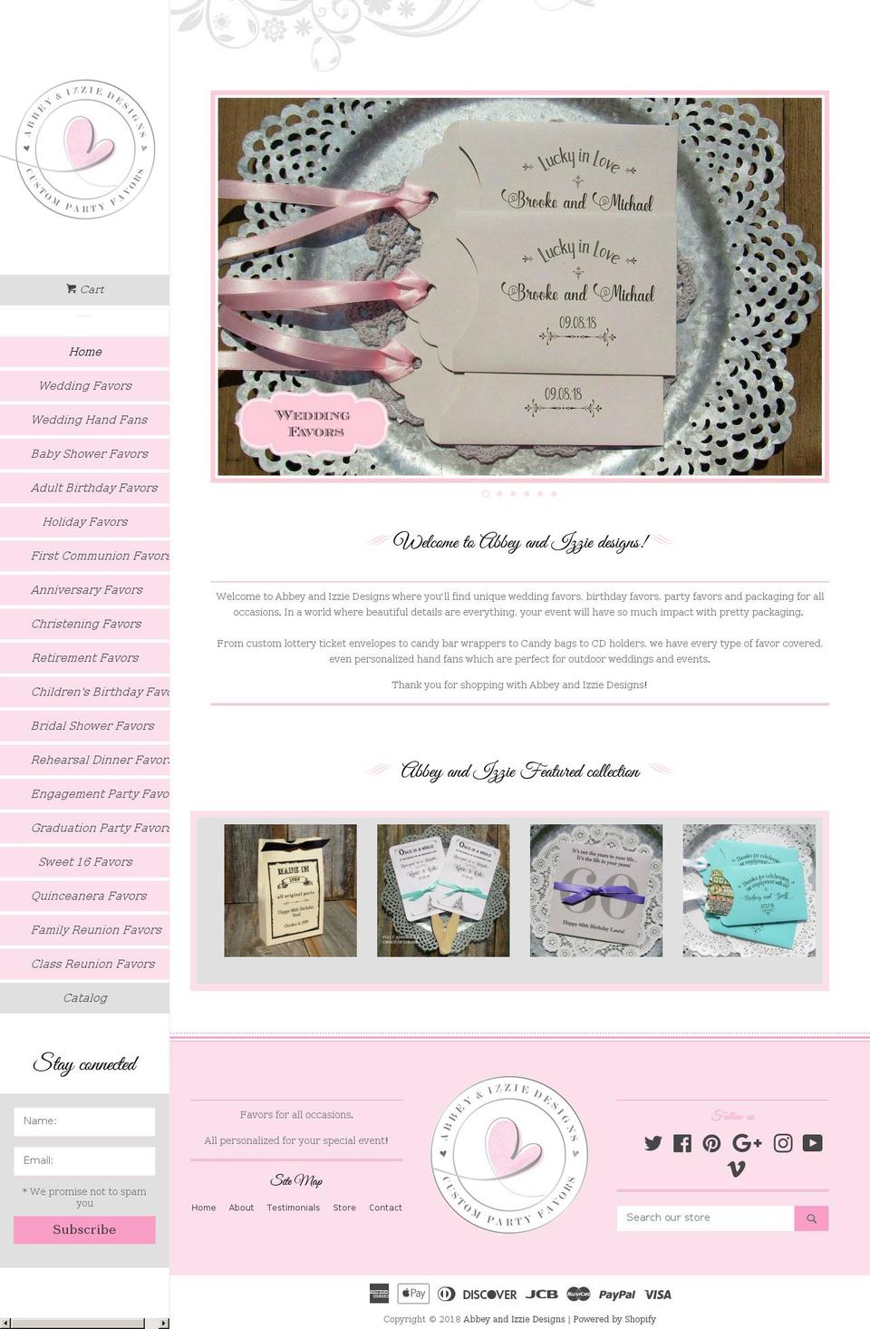 abbeyandizziedesigns.com shopify website screenshot