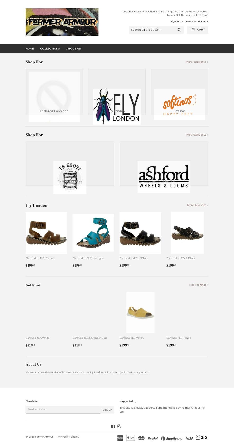 abbeyfootwear.com.au shopify website screenshot