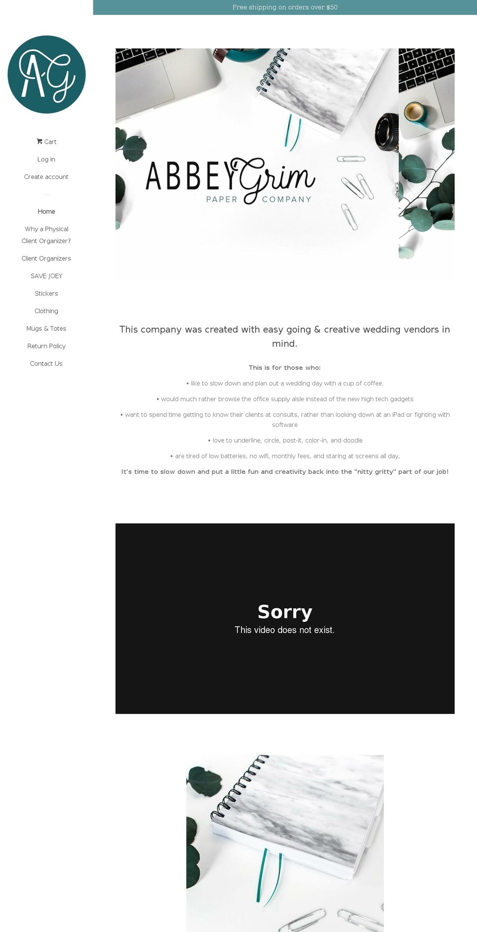 abbeygrimpapercompany.com — Shopify storefront screenshot