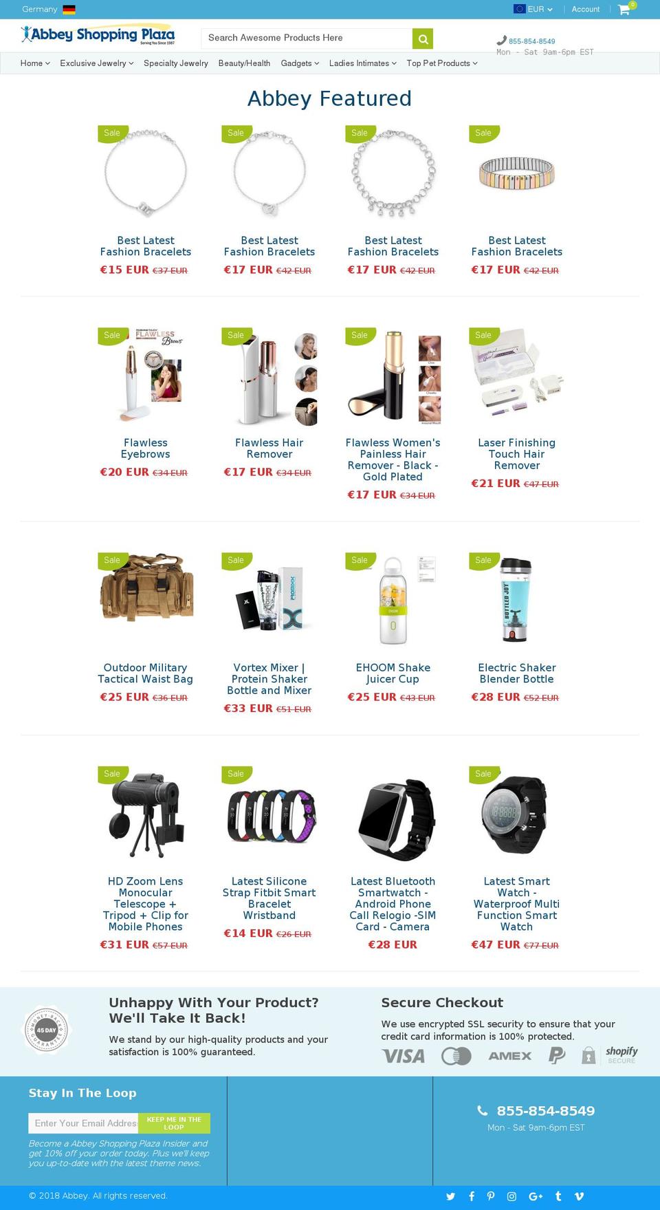 abbeyshoppingplaza.com — Shopify storefront screenshot